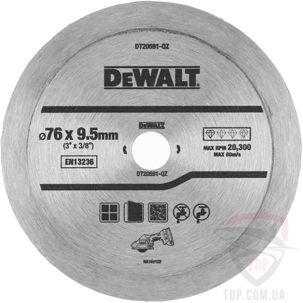 Диск алмазний по кераміці DeWALT 76x9.5x1мм (DT20591)