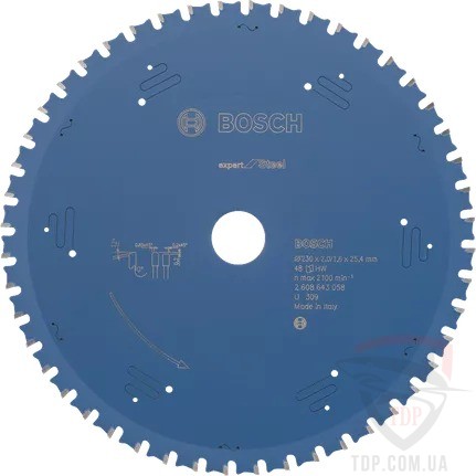 Оснастка Пильний диск по сталі Bosch 230x25.4x48z K2/1.6 Expert for Steel
