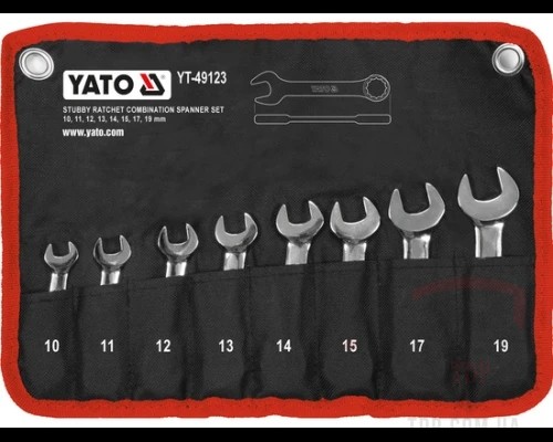 Ручной инструмент Набір ключів комбінований YATO з тріскачкою М10-19 мм 8 шт (YT-49123)