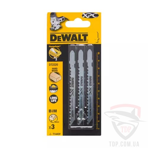 Пилки для лобзика Пилки для лобзика DeWALT по твердій деревині 100мм T144DF 3шт (DT2220)