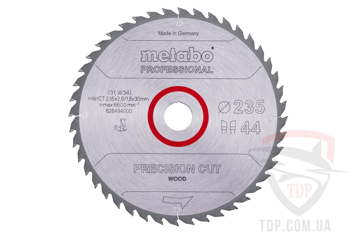 Оснастка Пильний диск по дереву Metabo Precision Cut Wood 235x30x44z (628494000)