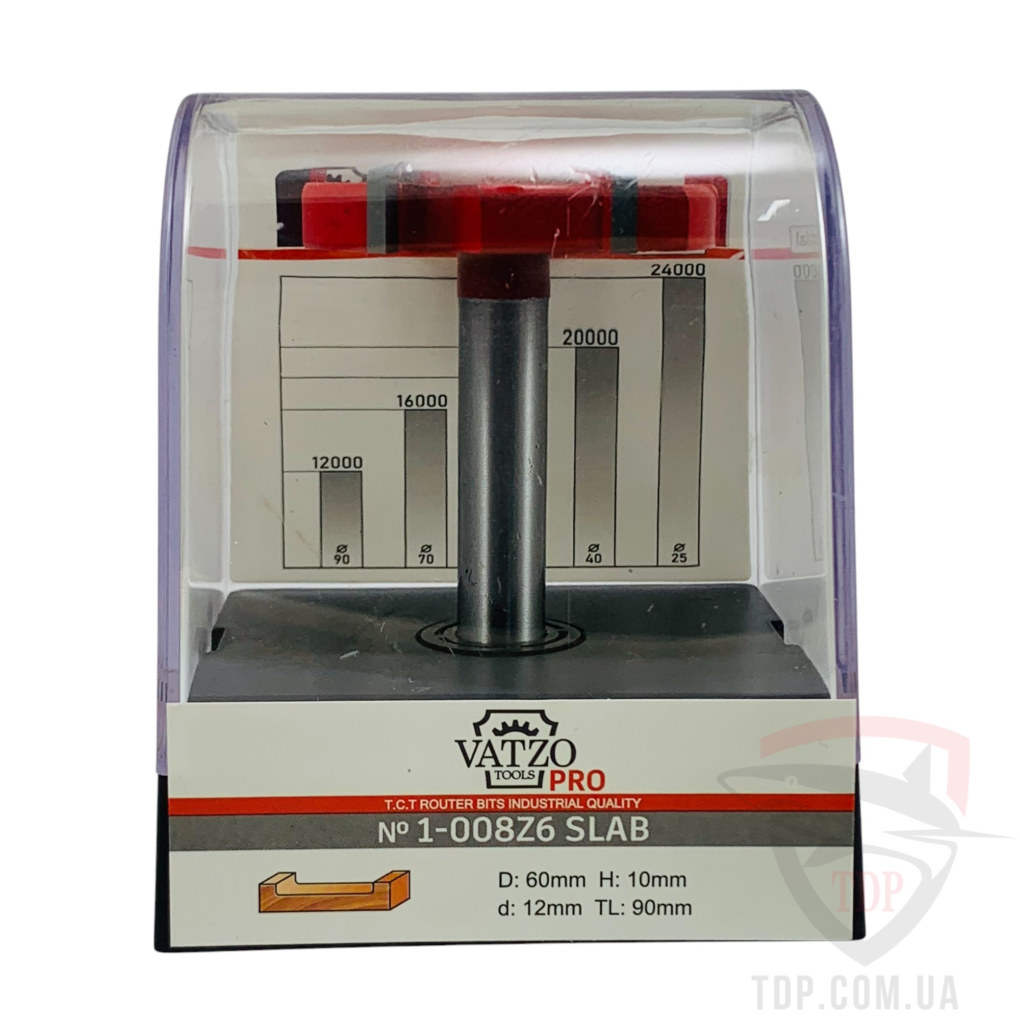 Фреза для вирівнювання поверхні VATZO 1008 SLAB PRO D60 d12 L90 h10 z6 - Фото №5