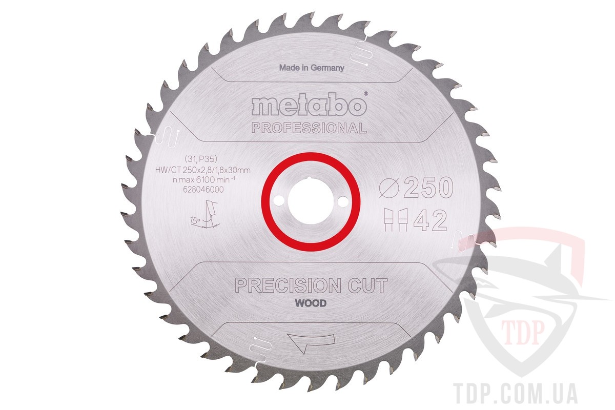 Оснастка Пильний диск по дереву Metabo Precision Cut Wood 250x30x42z (628046000)
