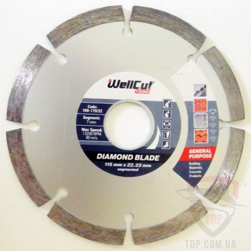 Алмазные диски Круг алмазный WellCut Promo сегмент 115x22.23x7 мм (101-11522)