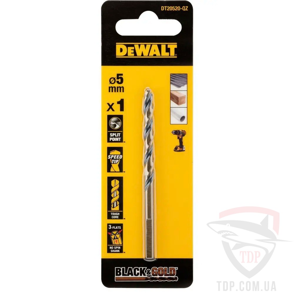Сверла Cвердлo по металу DeWALT EXTREME BLACK&GOLD HSS-G 5x86 мм (DT20520)