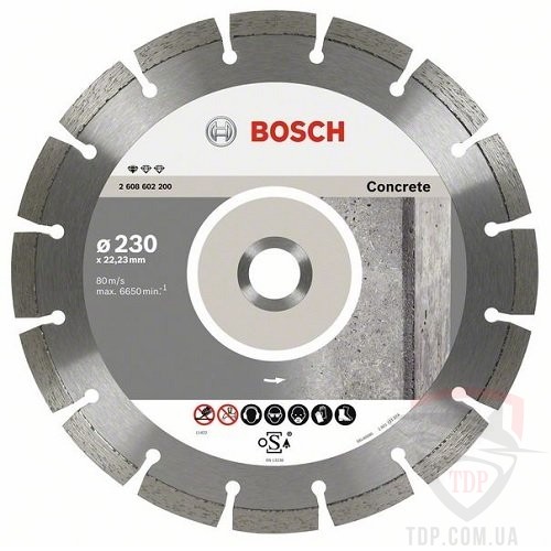 Алмазные диски Диск алмазний по бетону Bosch Standard for Concrete 230x2.3x10x22.2мм (2608603243)