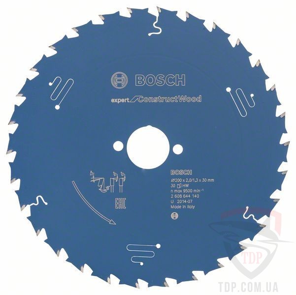 Оснастка Пильний диск по будівельній деревині Bosch 200x30x30z K2/1.3 Expert for Construct Wood