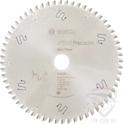 Оснастка Пильний диск по дереву Bosch 254x30x60z K2.3/1.8 Top Precision Best for Wood