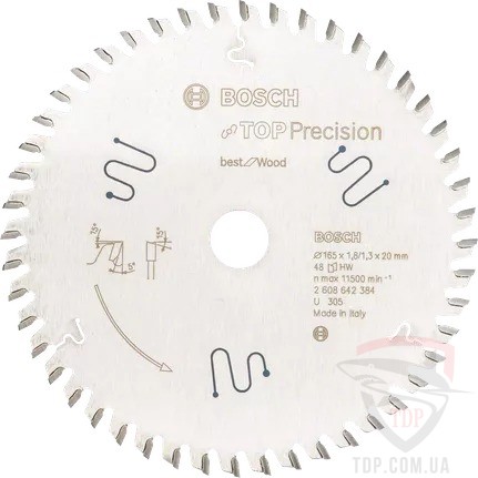 Оснастка Пильний диск по дереву Bosch 165x20x48z K1.8/1.3 Top Precision Best for Wood