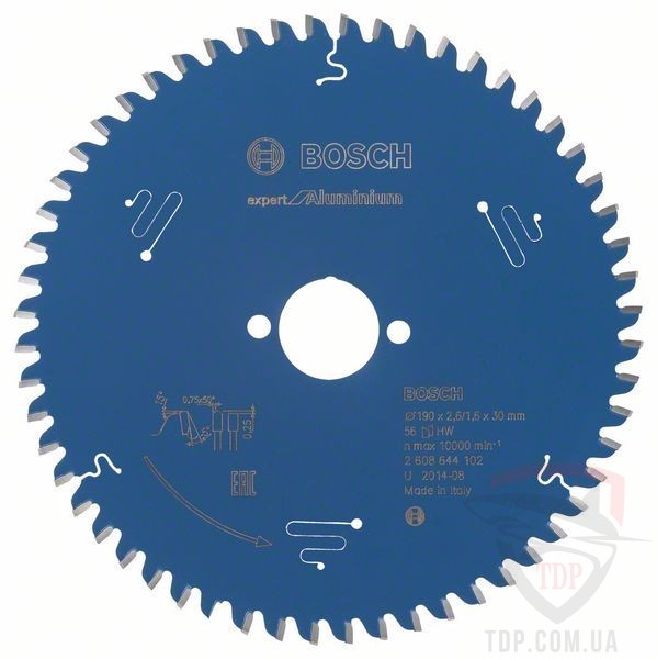 Оснастка Пильний диск по алюмінію Bosch 190x30x56z K2.6/1.6 Expert for Aluminium