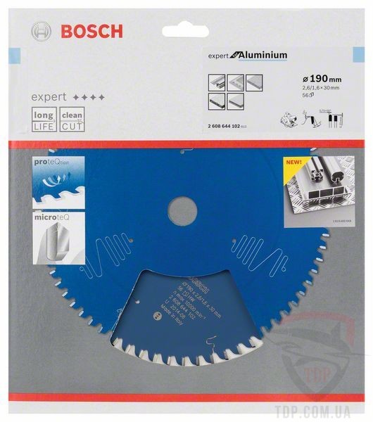 Пильний диск по алюмінію Bosch 190x30x56z K2.6/1.6 Expert for Aluminium - Фото №2