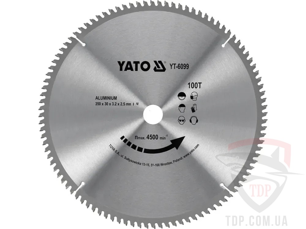 Оснастка Диск пильний по алюмінію YATO 300x30x100z K 3/2.2 (YT-6097)