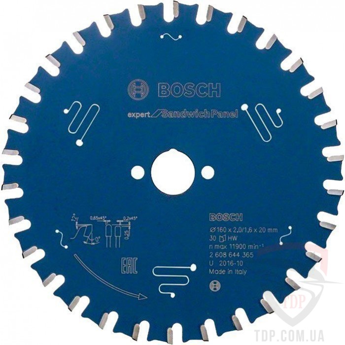 Оснастка Пильний диск по сендвіч-панелях Bosch 160x20x30z K2/1.6 Expert for Sandwich Panel