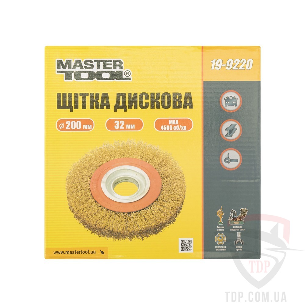 Щетка MASTER TOOL дисковая D200 мм d32 мм (19-9220) - Фото №3