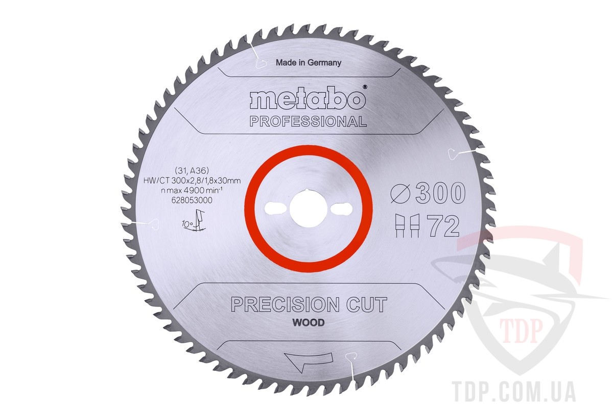 Оснастка Пильний диск по дереву Metabo Precision Cut Wood 300x30x72z (628053000)