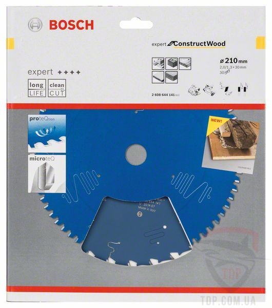 Пильний диск по будівельній деревині Bosch 210x30x30z K2/1.3 Expert for Construct Wood - Фото №2