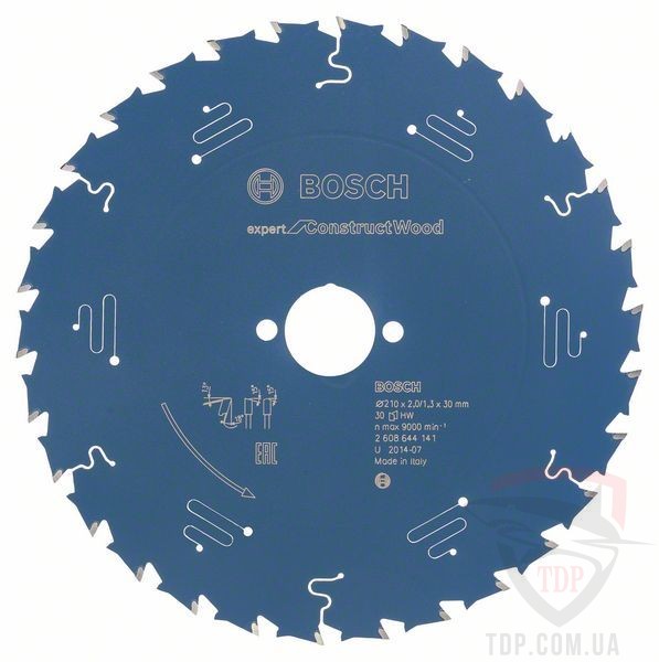 Оснастка Пильний диск по будівельній деревині Bosch 210x30x30z K2/1.3 Expert for Construct Wood