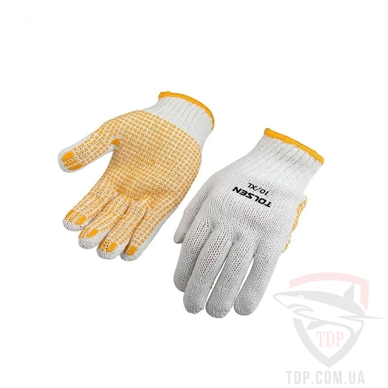 Ручной инструмент Рукавички Tolsen з ПВХ покриттям XL 12 пар (45006)