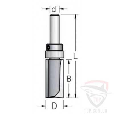 Оснастка Фреза кромочная прямая с верхним подшипником WoodPecker D16 d8 L63 h25 z2 (HPF4165)