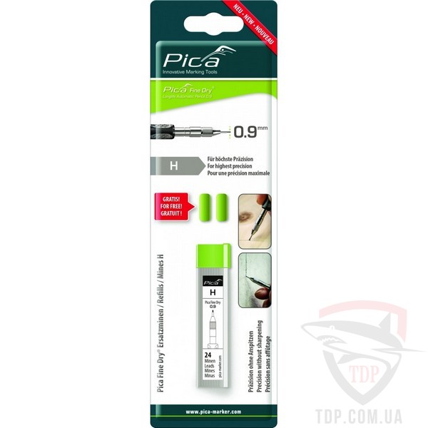 Запасні графітові жала для PICA Fine Dry дві гумки H сірий 24шт (7030/SB)