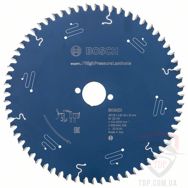 Оснастка Пильний диск по HPL Bosch 230x30x64z K2.8/1.8 Expert for High-Pressure Laminate