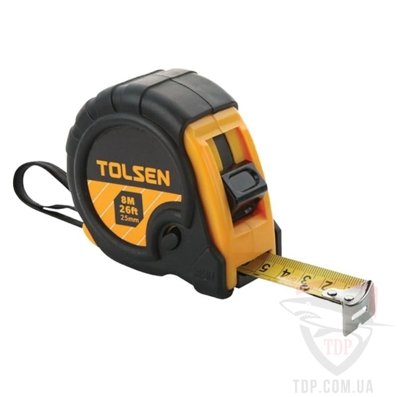 Измерительная техника Рулетка Tolsen 8м 25мм пластик з гумою (35008)
