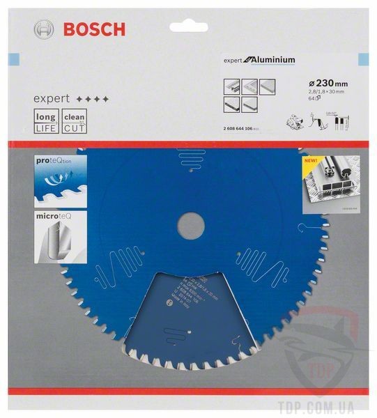 Пильний диск по алюмінію Bosch 230x30x64z K2.8/1.8 Expert for Aluminium - Фото №2