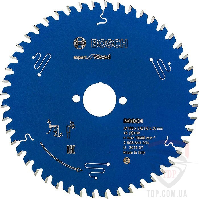 Оснастка Пильний диск по дереву Bosch 180x30x48z K2.6/1.6 Expert for Wood