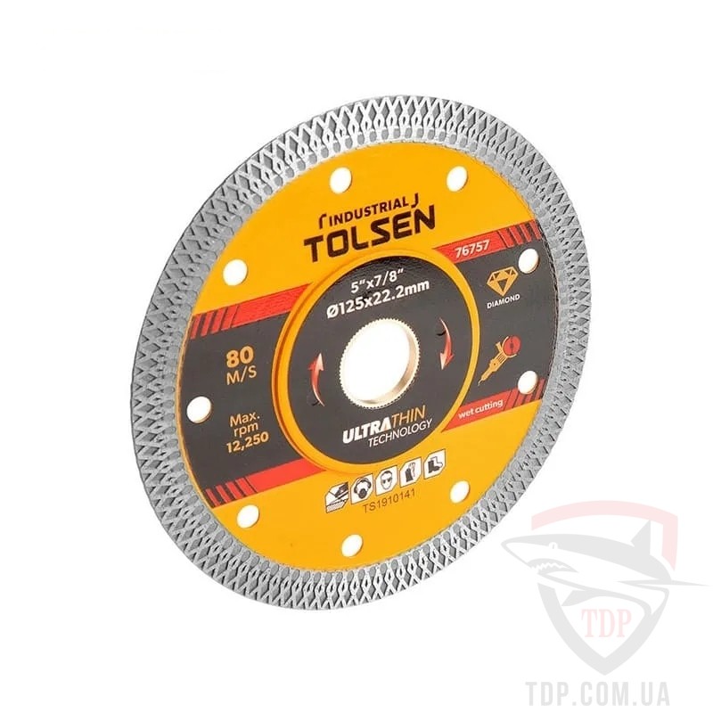 Алмазный инструмент Диск алмазний по керамограніту Tolsen Industrial Turbo 125x22.2x1.4x10мм (76757)