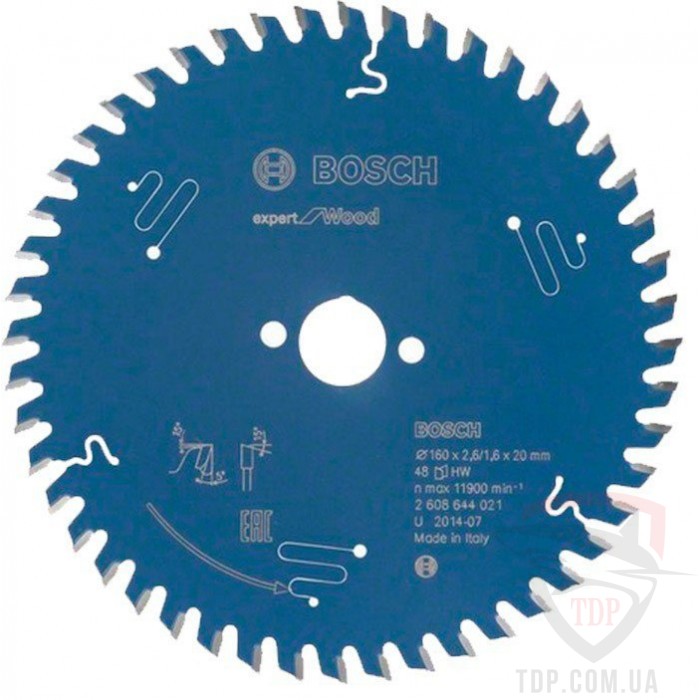 Оснастка Пильний диск по дереву Bosch 160x20x48z K2.6/1.6 Expert for Wood