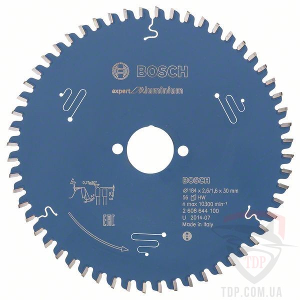Оснастка Пильний диск по алюмінію Bosch 184x30x56z K2.6/1.6 Expert for Aluminium