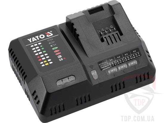 Электроинструмент Зарядний пристрій YATO для акумуляторів Li-Ion 18В 12А з охолодженням (YT-828502)
