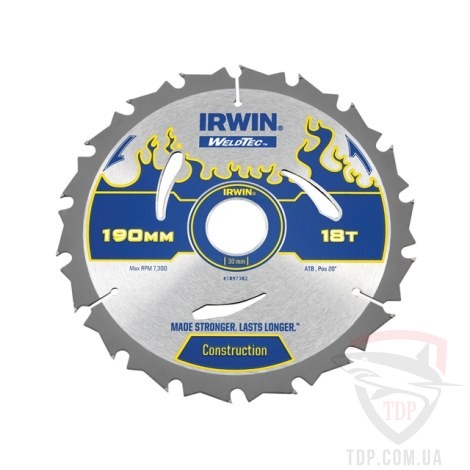 Оснастка Диск пильный по деревоматериалам IRWIN Weldec CSB 190x30x18z (1897382)