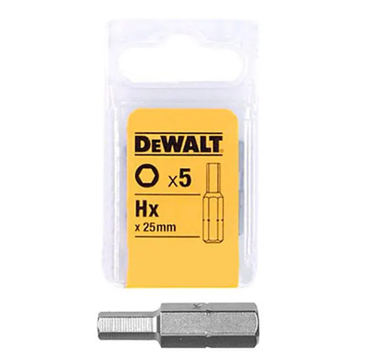 Биты и адаптеры Набор бит DeWALT HEX 25 мм 5 шт (DT7166)