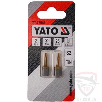 Биты и адаптеры Біта YATO TORX T10 25 мм з титановим покриттям 2 шт (YT-77941)