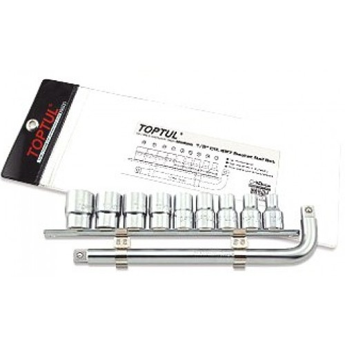 Набор головок 1/2" 8-22мм на планке + Г-обр. вороток  TOPTUL GAAG1007