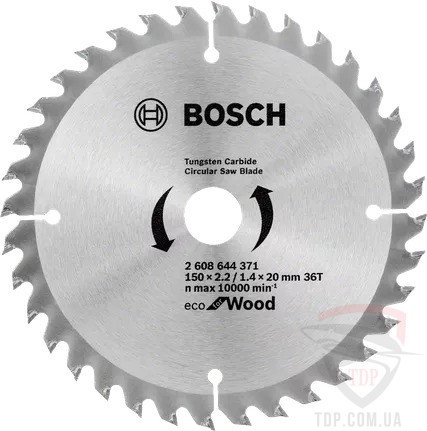 Оснастка Пильний диск по дереву BOSCH 150x20x36z K2.2/1.4 ECO for Wood (2608644371)