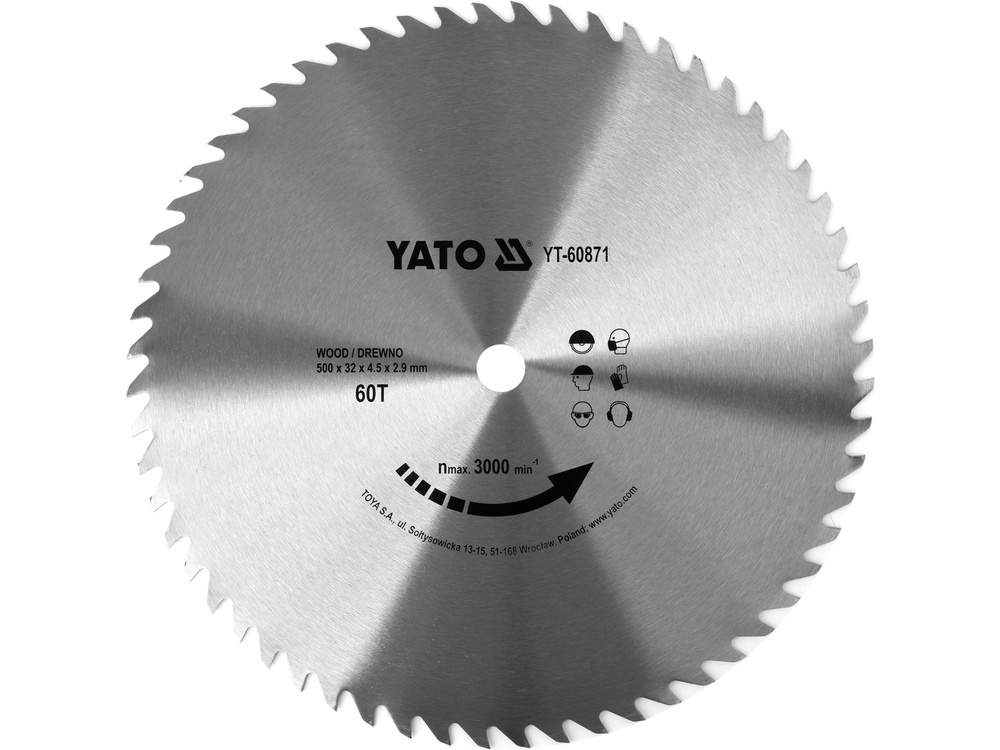 Пильные диски Диск пильний по дереву YATO 500x32x60z K 4.5/2.9 (YT-60871)