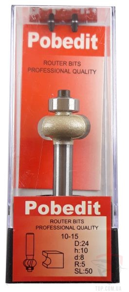 Оснастка Фреза кромкова галтельна POBEDIT 1015 D24 d8 L60 h10 R5