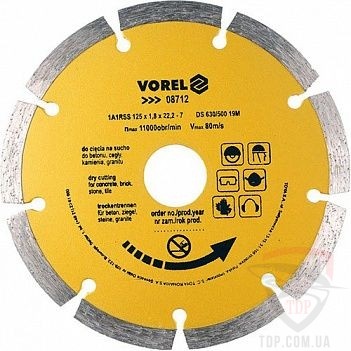 Алмазные диски Диск алмазний по граніту Vorel сегментний 125x22.2x1.8мм (08712)