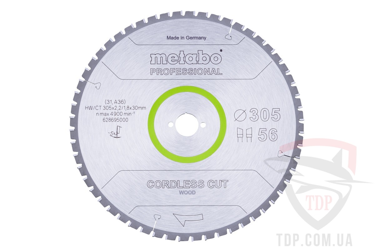 Оснастка Пильний диск по дереву Metabo Cordless Cut Wood Prof 305x30x56z (628695000)