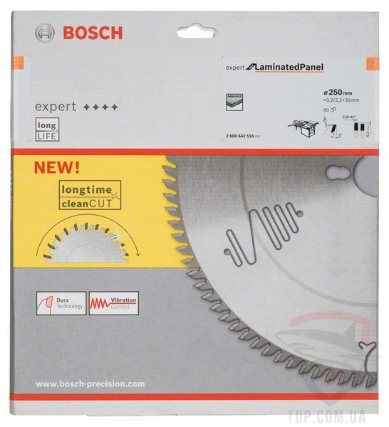 Пильний диск по ламінату Bosch 250x30x80z K3.2/2.2 Expert for Laminated Panel (2608642516) - Фото №2