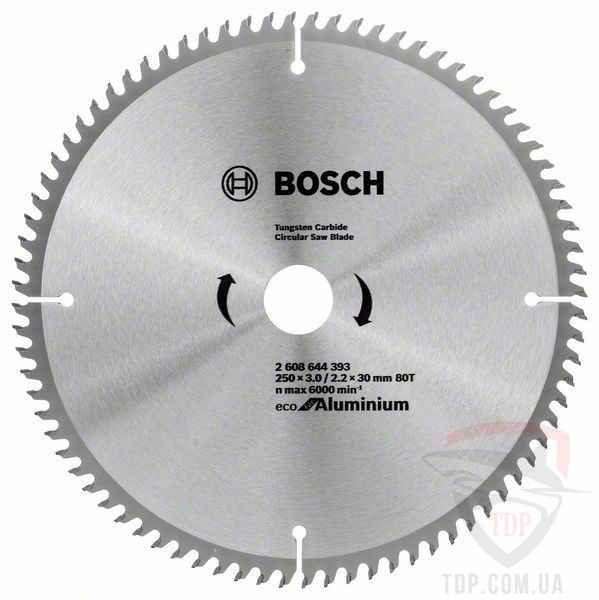 Пильные диски Пильний диск BOSCH 250x30x80z ECO for Aluminium (2608644393)