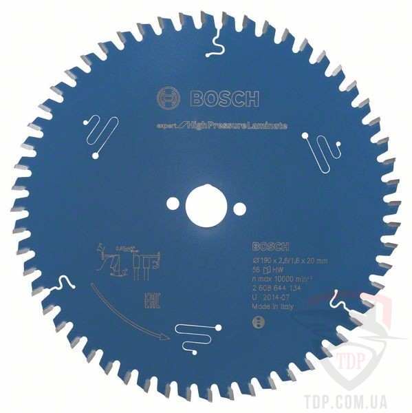 Оснастка Пильний диск по HPL Bosch 190x20x56z K2.6/1.6 Expert for HPLam