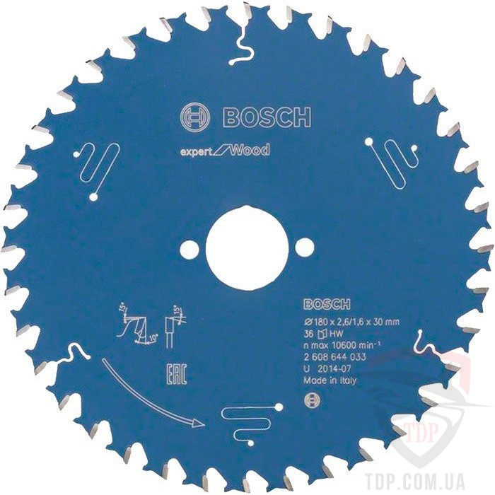 Оснастка Пильний диск по дереву Bosch 180x30x36z K2.6/1.6 Expert for Wood