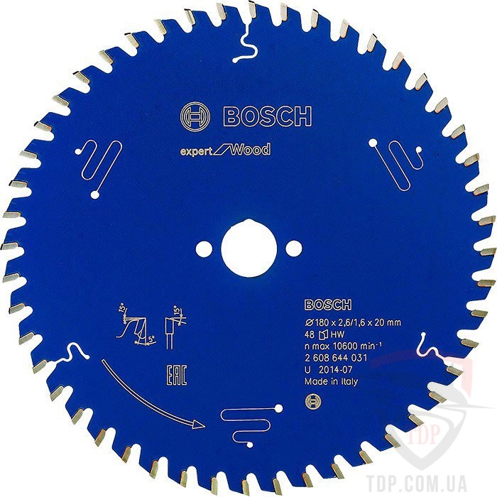 Оснастка Пильний диск по дереву Bosch 180x20x48z K2.6/1.6 Expert for Wood