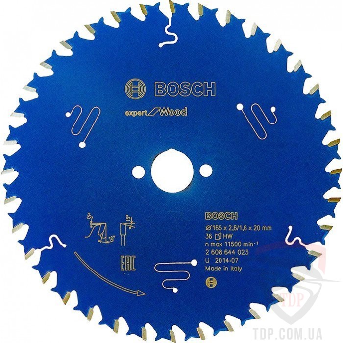 Оснастка Пильний диск по дереву Bosch 165x20x36z K2.6/1.6 Expert for Wood