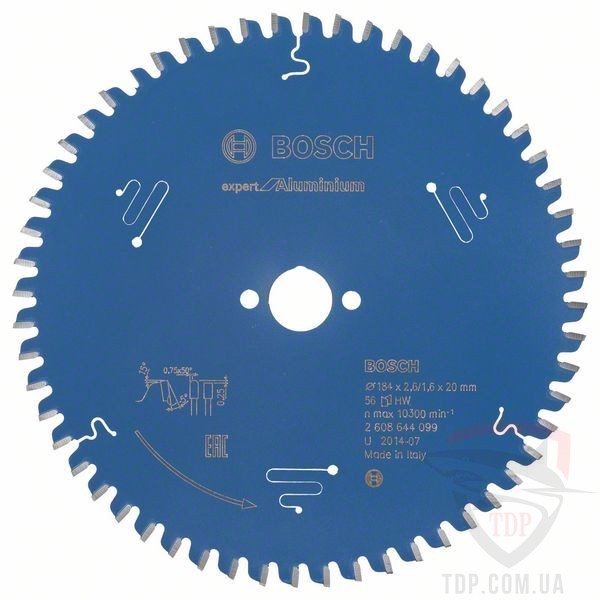 Оснастка Пильний диск по алюмінію Bosch 184x20x56z K2.6/1.6 Expert for Aluminium