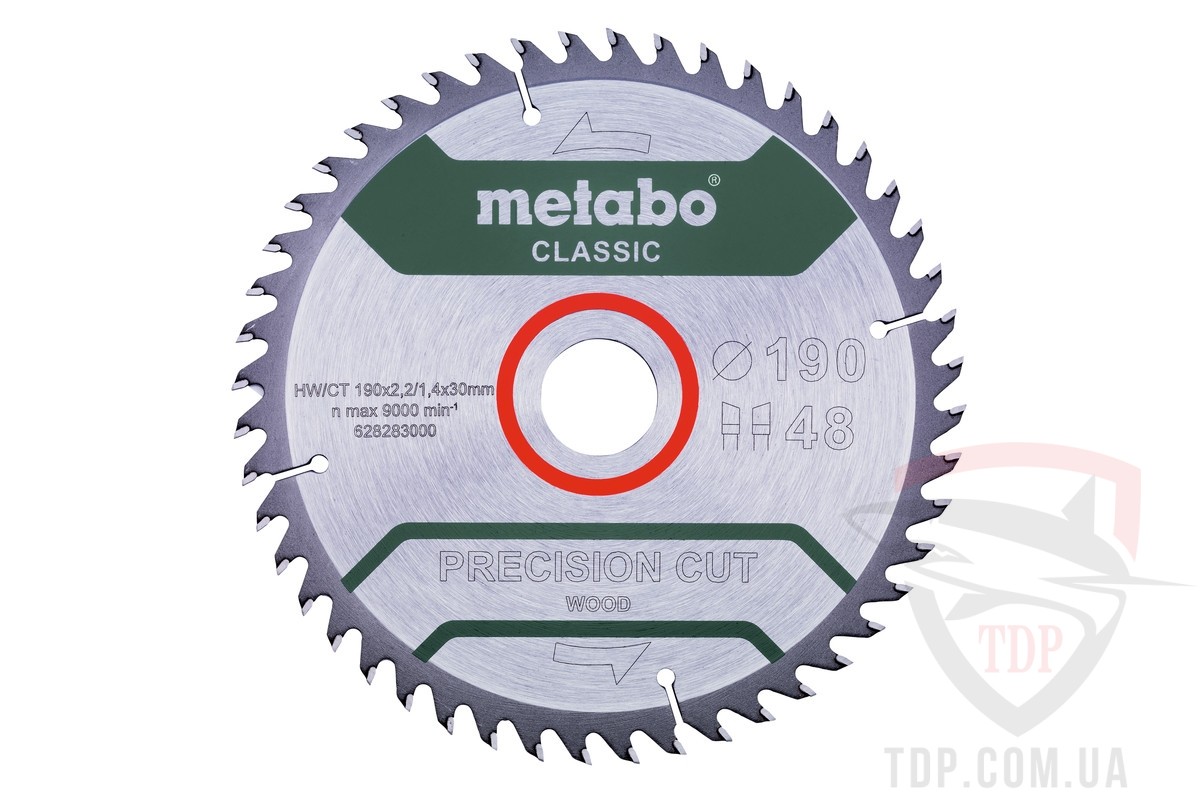 Оснастка Пильний диск по дереву Metabo Precision Cut Wood 190x30x48z (628283000)
