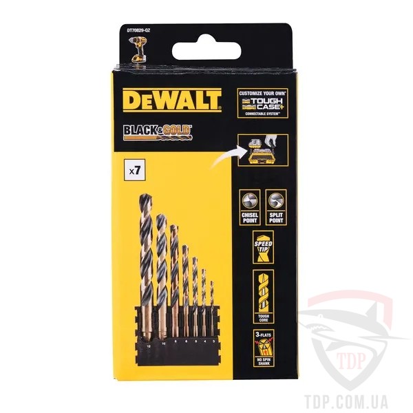 Наборы сверл Набір свердел по металу DeWALT Black&Gold 3-12 мм 7 шт (DT70829)